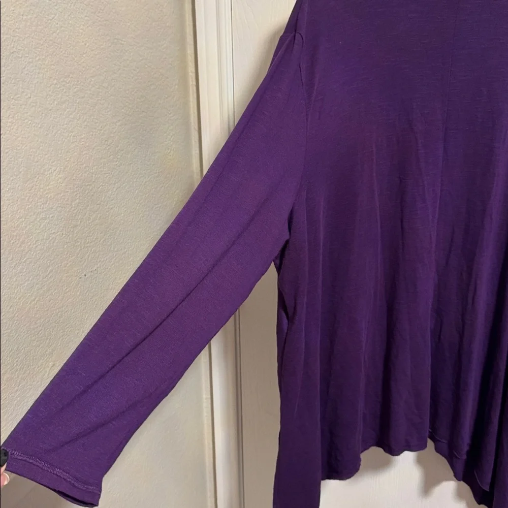 Terra & Sky Women's Plus Size Slub Sharkbite Tunic‎ Length Cowlneck Knit Top 4X